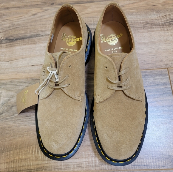 Dr. Martens 1461 MADE IN ENGLAND BUCK SUEDE ALMOND BEIGE MEN SHOES,US 7 - Picture 4 of 15